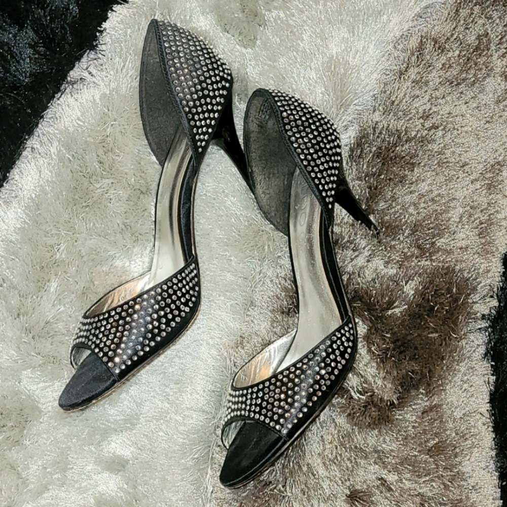💕Aldo Black and Bling Open Toe Sandals - Size 10💕